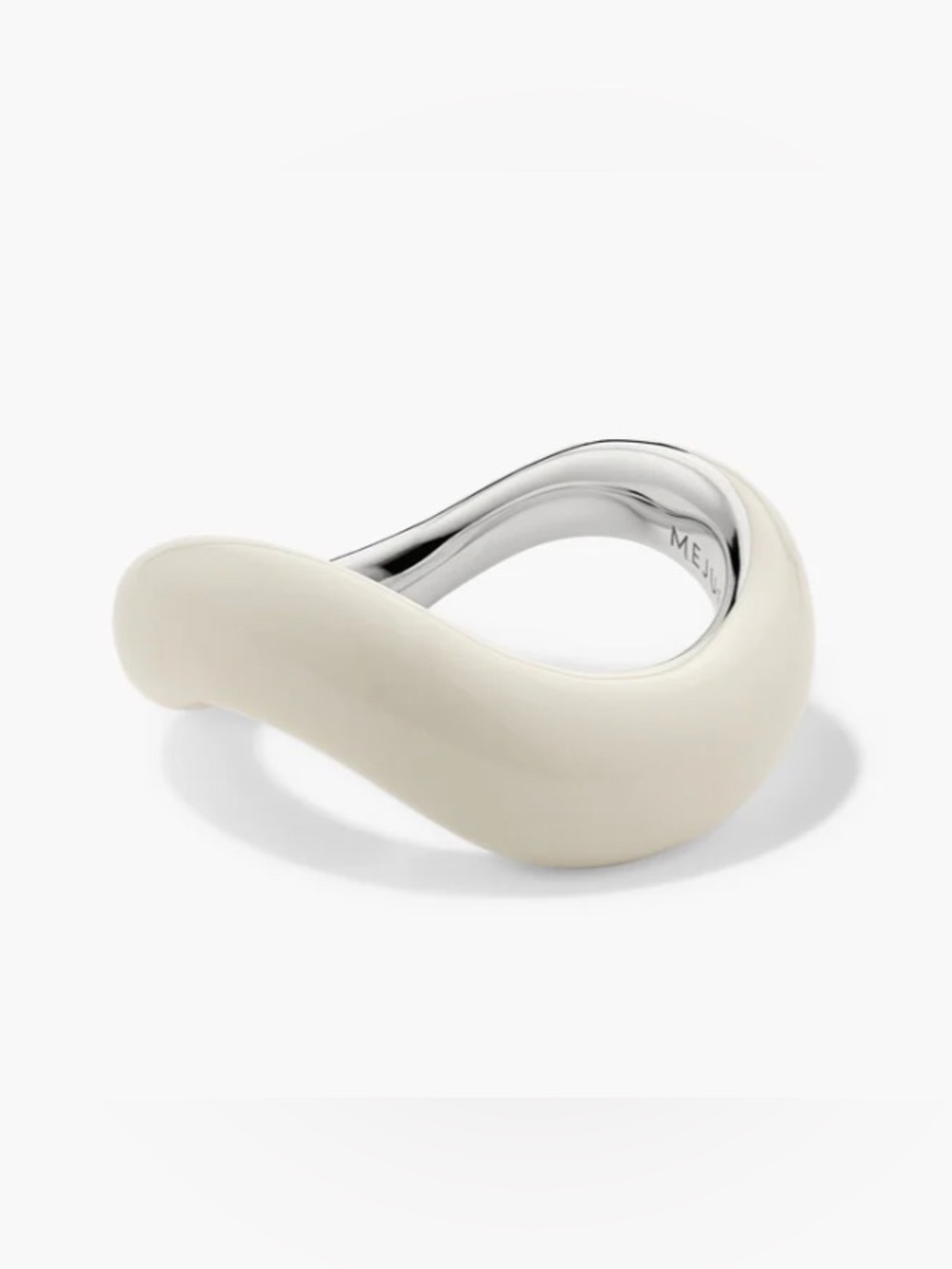 Mejuri Dôme Figure Ring (Sterling Silver & Cream Enamel)